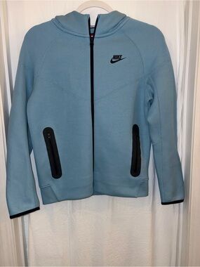 Nike Blue Zip-Up Hooded Jacket with Black Trim
